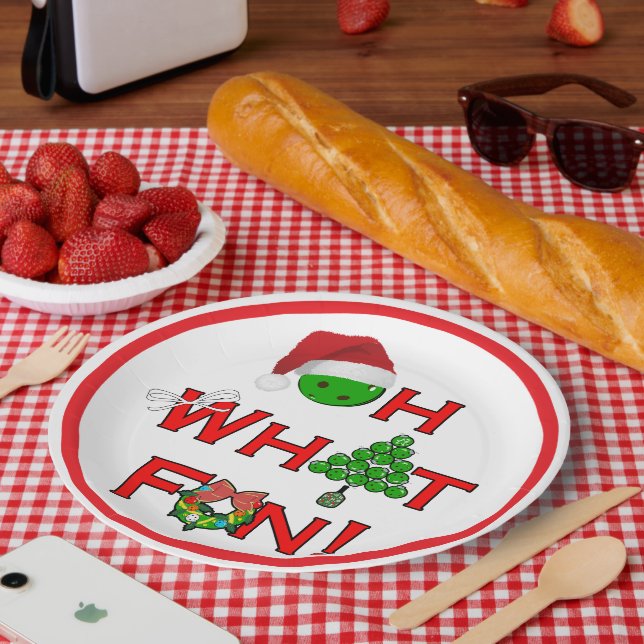 Oh What Fun Christmas Pickleball Party Supplies Paper Plate (Picnic)