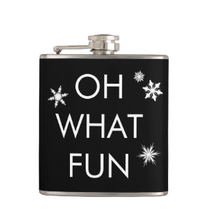 Oh What Fun Christmas Snowflake Flask -black/white