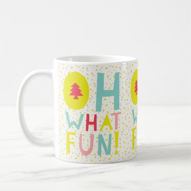 Oh What Fun Christmas Tree Colourful Confetti Dots Coffee Mug (Left)
