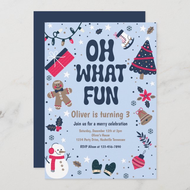 Oh What Fun | Christmas Winter Birthday Party Invitation (Front/Back)
