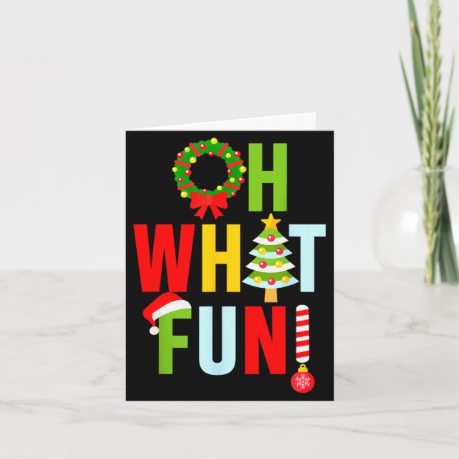 Oh What Fun Christmas With Wreath And Tree  Card (Front)