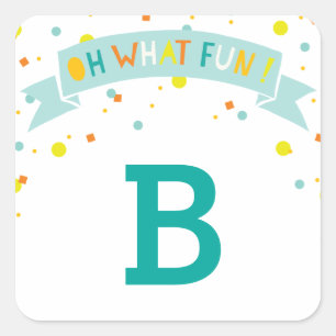 Oh What Fun Colourful Confetti Boy Birthday Square Sticker