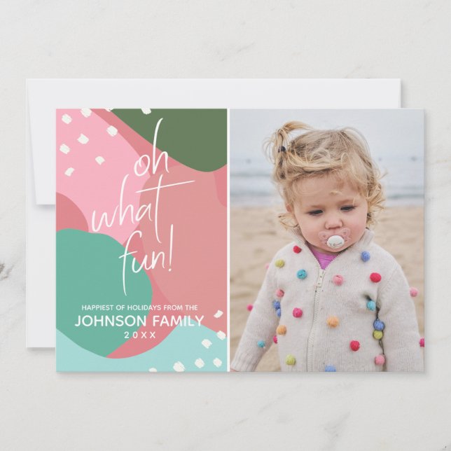 Oh What Fun Colourful Mod Abstract Christmas Card (Front)