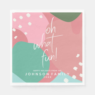 Oh What Fun Colourful Mod Abstract Christmas Napkin