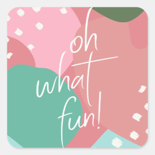 Oh What Fun Colourful Mod Abstract Christmas Square Sticker