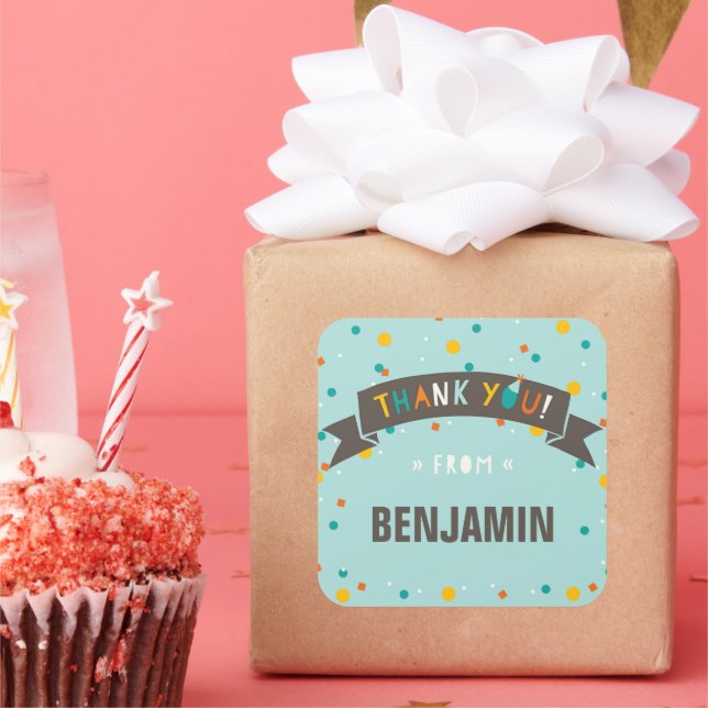 Oh What Fun Confetti Birthday Thank You Sticker (Party)