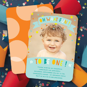 Oh What Fun Confetti First Birthday Party Invite