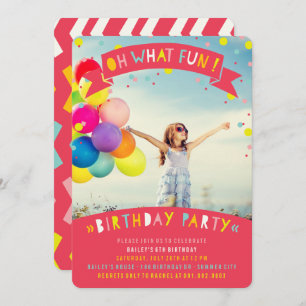 Oh What Fun Confetti Girl Birthday Party Invite