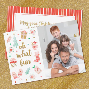 Oh What Fun Cute Family Christmas Photo Card