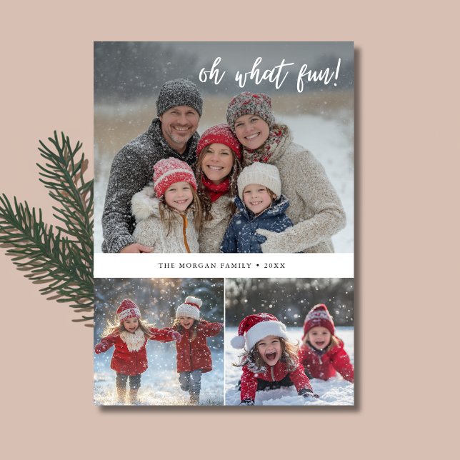 Oh What Fun Family Christmas Greetings Photo Holiday Card (Creator Uploaded)