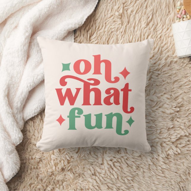 Oh What Fun - Festive Holiday Typography Cushion (Blanket)