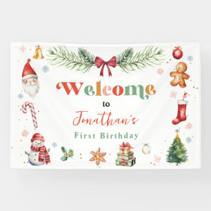 Oh What Fun First Christmas Birthday Party Welcome Banner