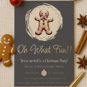 Oh What Fun Gingerbread Man Holiday Party Gray
