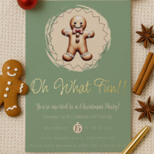 Oh What Fun Gingerbread Man Holiday Party Green