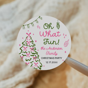 Oh What Fun Hand Drawn Christmas Holiday Party Classic Round Sticker