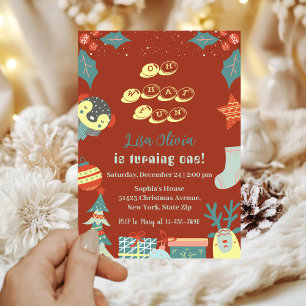 Oh What Fun Holiday Christmas 1st Birthday party Invitation