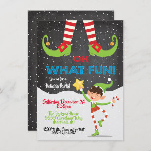 Oh what Fun Holiday Christmas Elf Party invitation