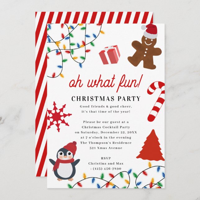 Oh What Fun! Holiday Kids Christmas Party Invitation (Front/Back)