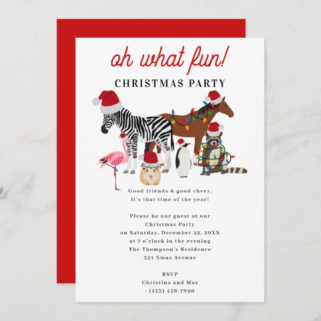 Oh What Fun! Holiday Kids Funny Christmas Party Invitation (Front/Back)