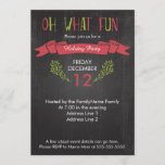 Oh What Fun Holiday Party Invitations<br><div class="desc">These edgy invitations are perfect for your holiday party this year! They feature a black textured background with a bit of a chalkboard style. The words "Oh What Fun" are in red and green at the top of the card. There is room for your party type and all of your...</div>