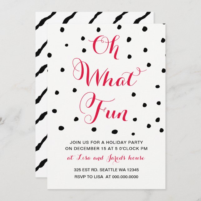Oh what Fun holiday Party invitations (Front/Back)