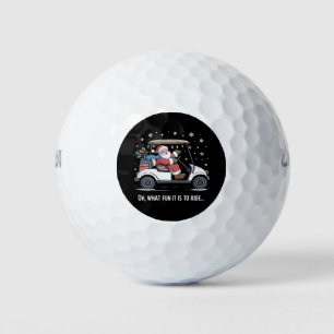 Oh What Fun Is It To Ride Santa Driving Golf Cart Balls