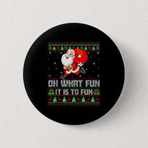 Oh What Fun Is It To Run Funny Santa Running Ugly  6 Cm Round Badge