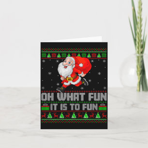 Oh What Fun Is It To Run Funny Santa Running Ugly  Card