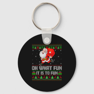 Oh What Fun Is It To Run Funny Santa Running Ugly Key Ring