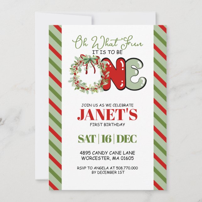 Oh What Fun It Is To Be One Invitation (Front)