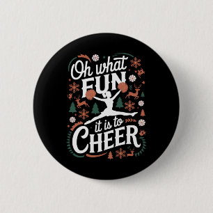 Oh What Fun It Is To Cheer Ugly Cheerleading Xmas 6 Cm Round Badge