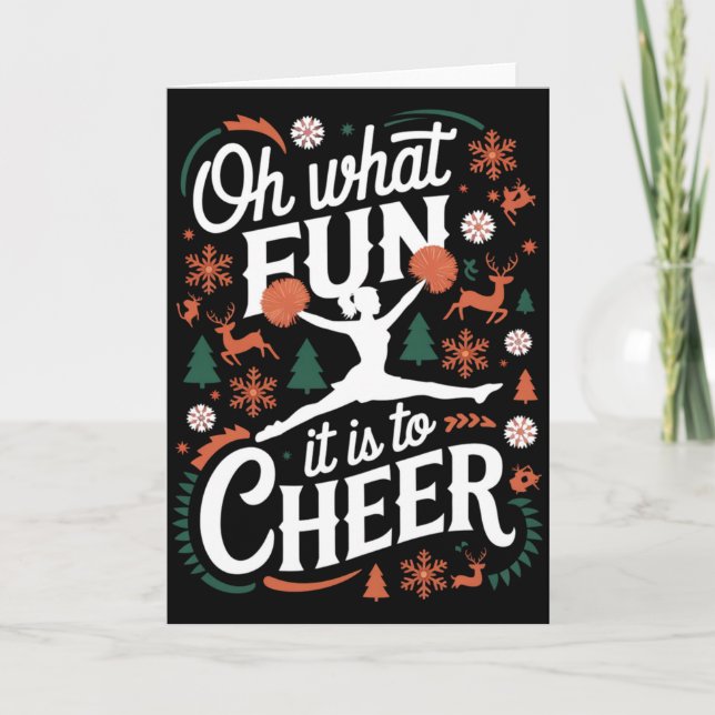 Oh What Fun It Is To Cheer Ugly Cheerleading Xmas  Card (Front)