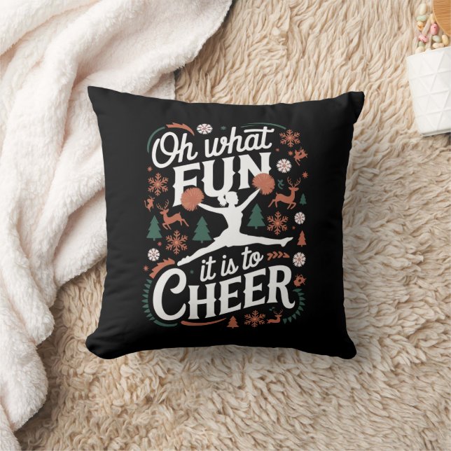Oh What Fun It Is To Cheer Ugly Cheerleading Xmas Cushion (Blanket)