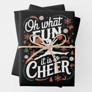 Oh What Fun It Is To Cheer Ugly Cheerleading Xmas Wrapping Paper Sheet
