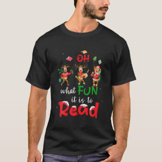 Oh What Fun It Is To Read Christmas Cute Reindeer T-Shirt