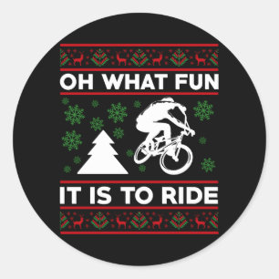 Oh What Fun It Is To Ride Bicycle Christmas Classic Round Sticker