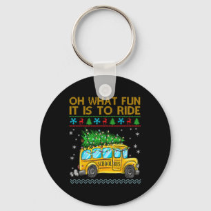 Oh What Fun It Is To Ride Funny Christmas School B Key Ring