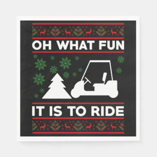 Oh What Fun It Is To Ride Golf Cart Christmas Napkin
