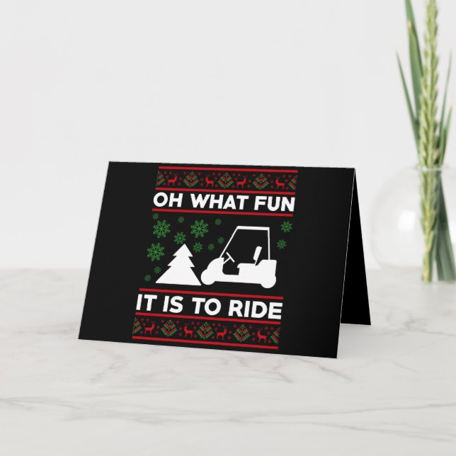 Oh What Fun It Is To Ride Golf Cart Christmas Thank You Card (Front)