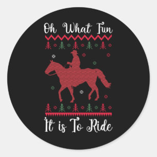 Oh What Fun It Is To Ride Horse Christmas Classic Round Sticker