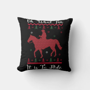 Oh What Fun It Is To Ride Horse Christmas Cushion