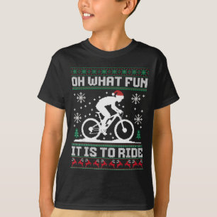 Oh What Fun It Is To Ride Mountain Bike Biker Chri T-Shirt