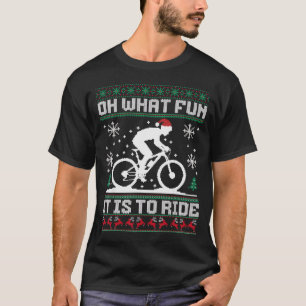 Oh What Fun It Is To Ride Mountain Bike Biker Chri T-Shirt