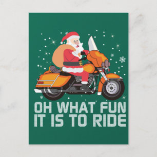 Oh What Fun It Is To Ride Santa Christmas Motorcyc Postcard