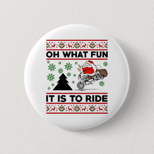 Oh What Fun It Is To Ride Santa Motocross Dirt Bik 6 Cm Round Badge