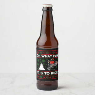 Oh What Fun It Is To Ride Santa Motocross Dirt Bik Beer Bottle Label