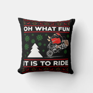 Oh What Fun It Is To Ride Santa Motocross Dirt Bik Cushion