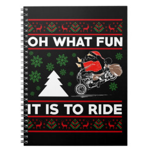 Oh What Fun It Is To Ride Santa Motocross Dirt Bik Notebook