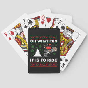 Oh What Fun It Is To Ride Santa Motocross Dirt Bik Playing Cards