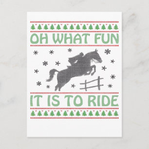 Oh What Fun It Is to Ride Ugly Christmas Horse Holiday Postcard